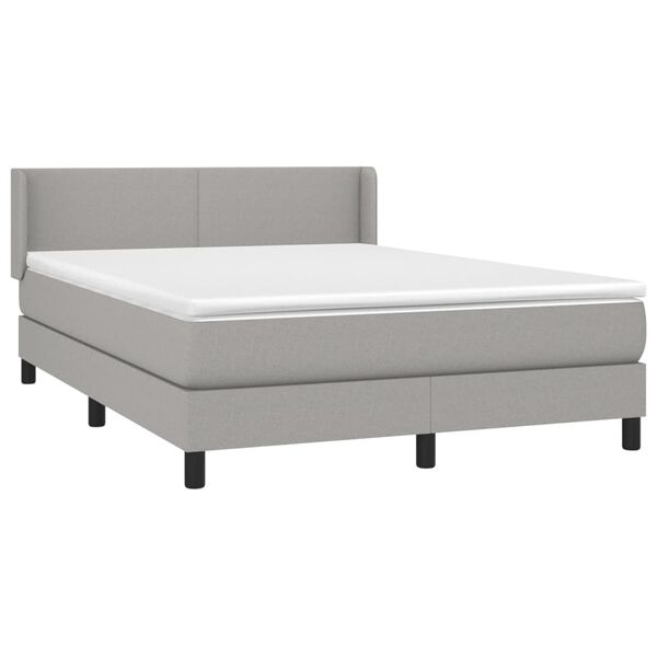 vidaXL Cama box spring con colch&oacute;n tela gris claro 140x200 cm