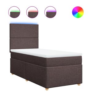 vidaXL Cama box spring con colch&oacute;n tela marr&oacute;n oscuro 90x200 cm