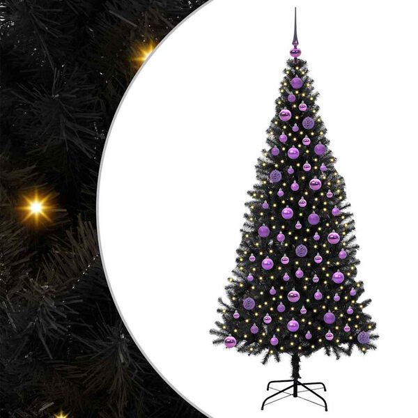 vidaXL &Aacute;rbol de Navidad con 300 LED con soporte Negro 180 cm PVC