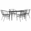 vidaXL Juego de comedor jard&iacute;n 5 piezas rat&aacute;n sint&eacute;tico vidrio negro
