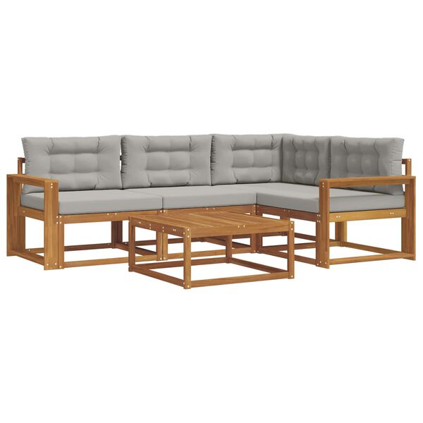 vidaXL Conjunto de sof&aacute;s de exterior 5 pcs Gris Natural y Claro