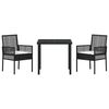 vidaXL Conjunto de Comedor de Jard&iacute;n 3 pcs Negro rat&aacute;n sint&eacute;tico