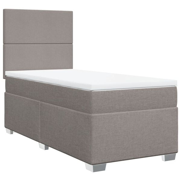 vidaXL Cama box spring con colch&oacute;n tela gris taupe 90x200 cm