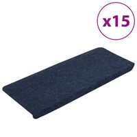 vidaXL Alfombrilla autoadhesiva de escalera 15 uds azul 65x24,5x3,5 cm