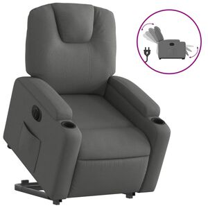 vidaXL Sill&oacute;n el&eacute;ctrico reclinable elevable de tela gris oscuro