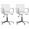 vidaXL Sillas de comedor giratorias 2 unidades cuero sint&eacute;tico blanco