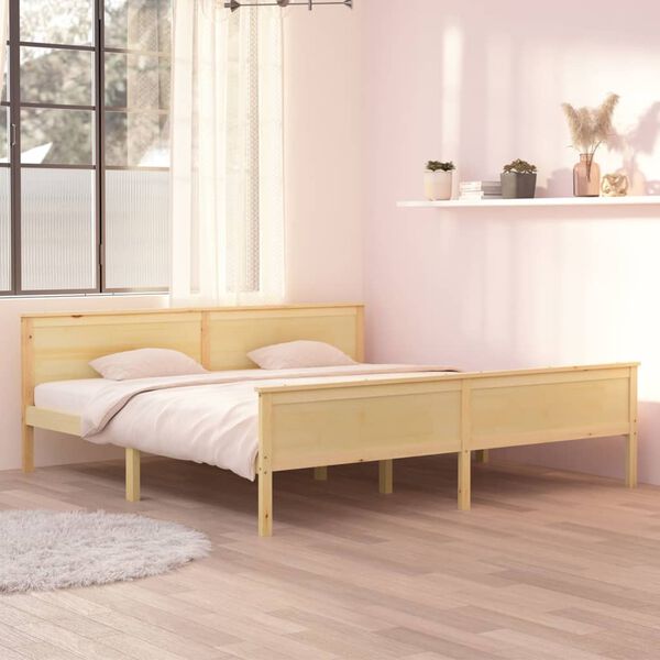 vidaXL Estructura de cama sin colch&oacute;n madera maciza de pino 200x200 cm
