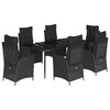 vidaXL Set de comedor de jard&iacute;n 7 pzas y cojines rat&aacute;n sint&eacute;tico negro
