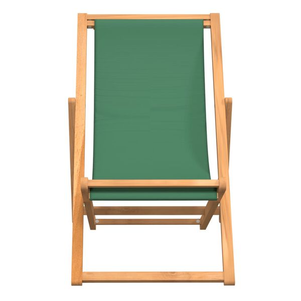 vidaXL Silla de playa plegable madera maciza de teca verde