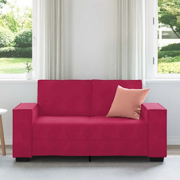 vidaXL Sof&aacute; de 2 plazas de terciopelo rojo tinto 160x78x84 cm