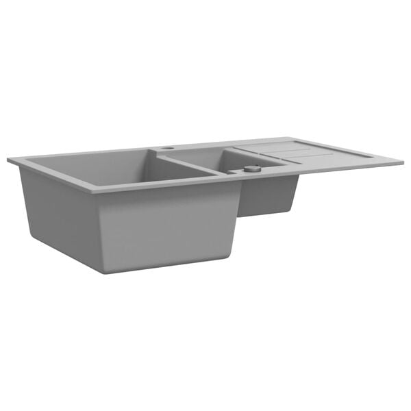 vidaXL Fregadero de cocina con dos senos granito gris