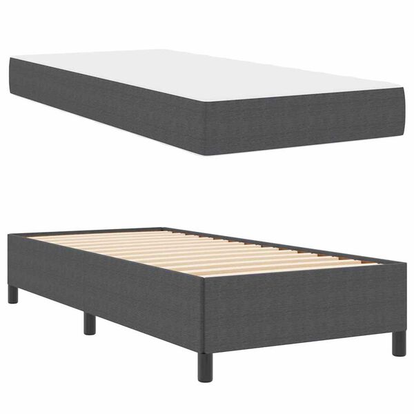 vidaXL Estructura de cama con colch&oacute;n Gris oscuro 90 x 200 cm tela
