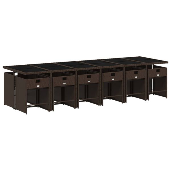 vidaXL Set muebles de jard&iacute;n 13 pzas y cojines rat&aacute;n sint&eacute;tico marr&oacute;n
