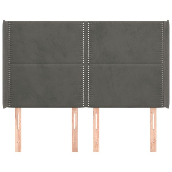 vidaXL Cabecero con orejas de terciopelo gris oscuro 147x16x118/128 cm