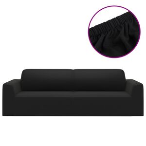 vidaXL Funda el&aacute;stica para sill&oacute;n de 3 plazas poli&eacute;ster jersey negra