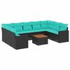 vidaXL Set de sof&aacute;s de jard&iacute;n 10pzas con cojines rat&aacute;n sint&eacute;tico negro