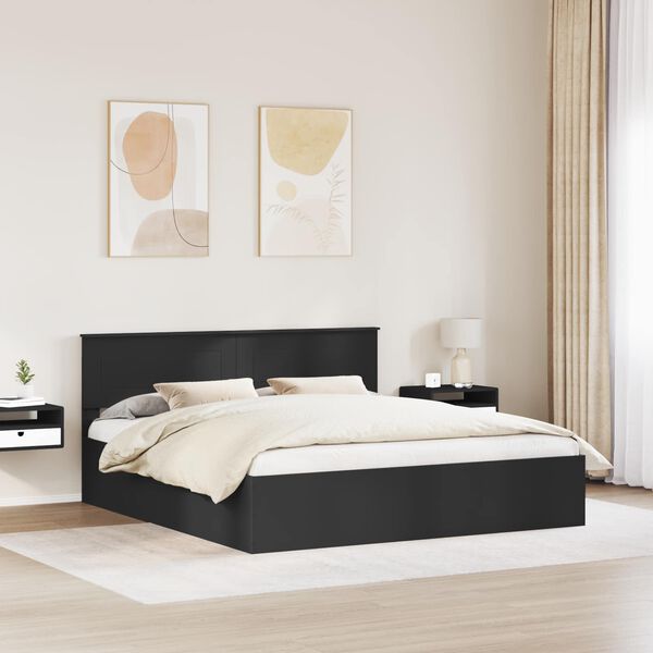 vidaXL Estructura de cama Negro 200 x 200 cm Madera de ingenier&iacute;a