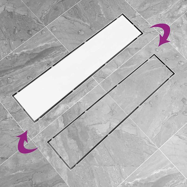 vidaXL Desag&uuml;e de ducha con cubierta 2 en 1 acero inoxidable 53x14 cm