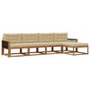 vidaXL Conjunto de sof&aacute;s de exterior con coj&iacute;n 5 pcs Natural y Beige