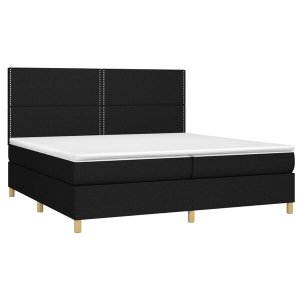 vidaXL Cama box spring con colch&oacute;n tela negro 200x200 cm
