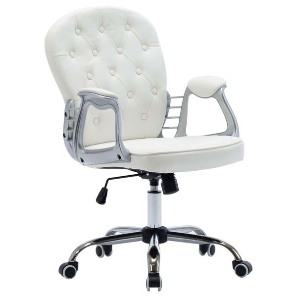 vidaXL Silla de oficina giratoria de cuero sint&eacute;tico blanco