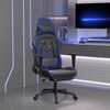 vidaXL Silla gaming de masaje y reposapi&eacute;s cuero sint&eacute;tico negro azul