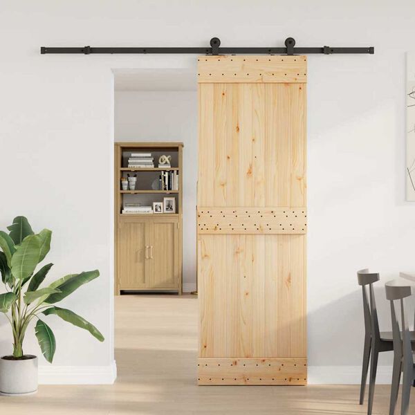 vidaXL Puerta corredera con herrajes madera maciza de pino 70x210 cm