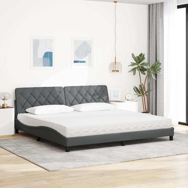 vidaXL Cama con colch&oacute;n tela gris oscuro 200x200 cm