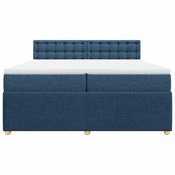 vidaXL Cama box spring con colch&oacute;n tela azul 200x200 cm