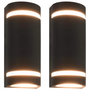 vidaXL L&aacute;mparas de pared de exterior 2 uds 35 W negro semicircular