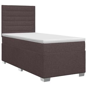 vidaXL Cama box spring con colch&oacute;n Marr&oacute;n Oscuro 80 x 200 cm Tela