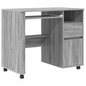vidaXL Escritorio con Ruedas Gris Sonoma Madera de ingenier&iacute;a