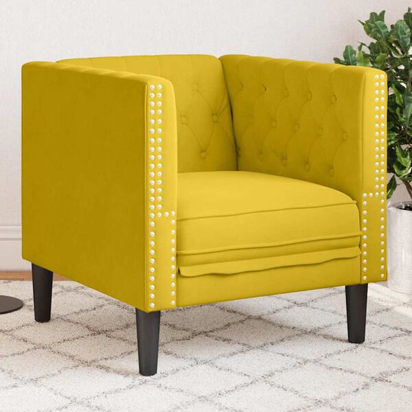 vidaXL Sill&oacute;n Chesterfield de terciopelo amarillo