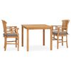 vidaXL Set de comedor de jard&iacute;n 3 pzas y cojines madera maciza de teca