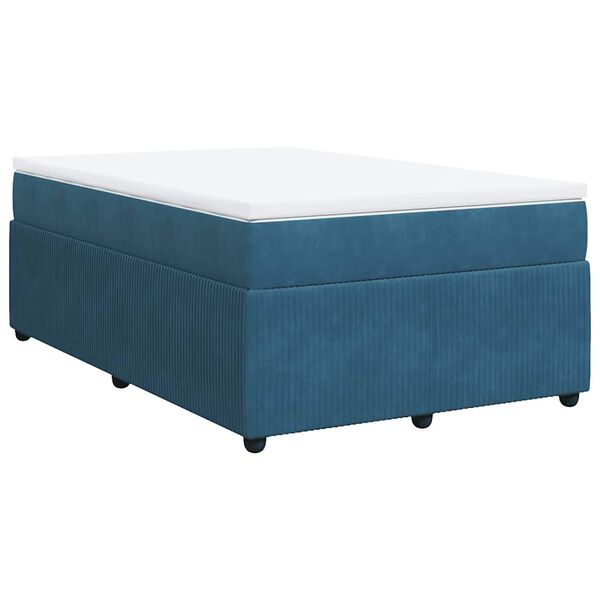 vidaXL Cama box spring con colchón terciopelo azul oscuro 120x190 cm