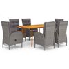 vidaXL Juego de comedor de jard&iacute;n de 7 piezas gris
