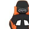 vidaXL Silla gaming masaje y reposapiés cuero sintético negro naranja