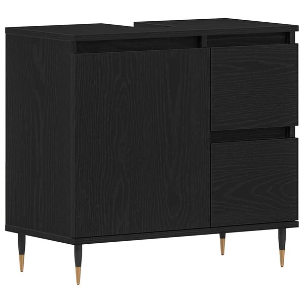 vidaXL Gabinete de Ba&ntilde;o con caj&oacute;n Roble Negro 65 x 33 x 60 cm