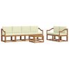 vidaXL Conjunto de sof&aacute;s de exterior 7 uds. Natural y Crema