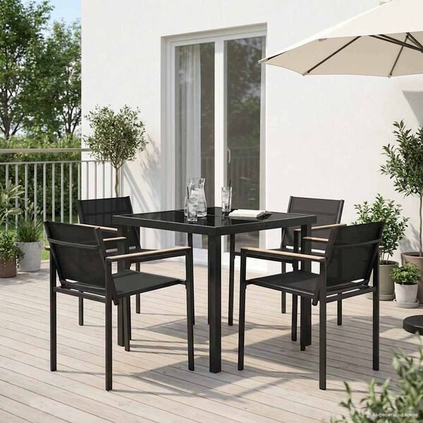 vidaXL Juego de muebles de exterior 5 pcs Negro y Antracita Textileno