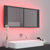 vidaXL Armario espejo de ba&ntilde;o con luz LED acr&iacute;lico gris 100x12x45 cm