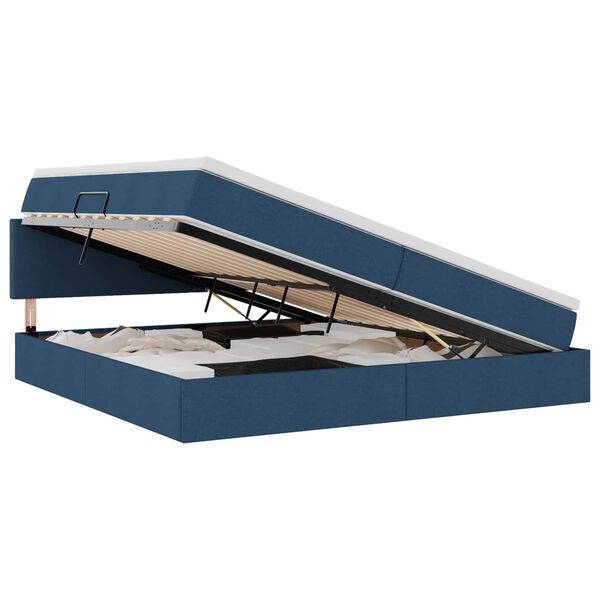 vidaXL Cama con almacenamiento y colch&oacute;n con colch&oacute;n Azul 200 x 200 cm