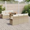 vidaXL Conjunto de sof&aacute; de jard&iacute;n 7 pcs Beige Polirat&aacute;n