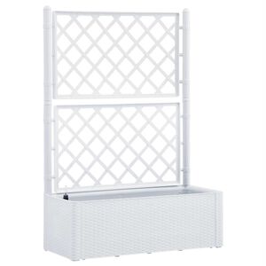 vidaXL Arriate con enrejado y sistema de riego autom&aacute;tico blanco