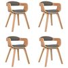 vidaXL Silla de comedor 4 uds madera curvada y tela gris claro