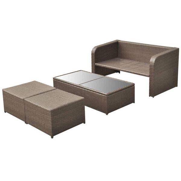 vidaXL Set muebles de jardín 4 piezas y cojines ratán sintético marrón