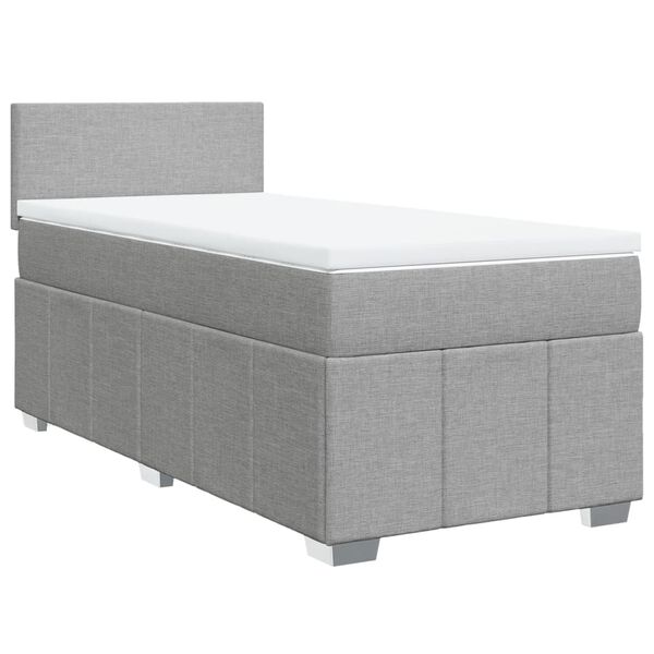 vidaXL Cama box spring con colch&oacute;n tela gris claro 90x200 cm