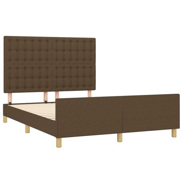 vidaXL Cama sin colch&oacute;n tela marr&oacute;n oscuro 140x190 cm