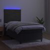 vidaXL Cama box spring colch&oacute;n y LED terciopelo gris oscuro 90x190 cm