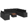 vidaXL Set de sof&aacute;s de jard&iacute;n 10 pzas cojines rat&aacute;n sint&eacute;tico negro